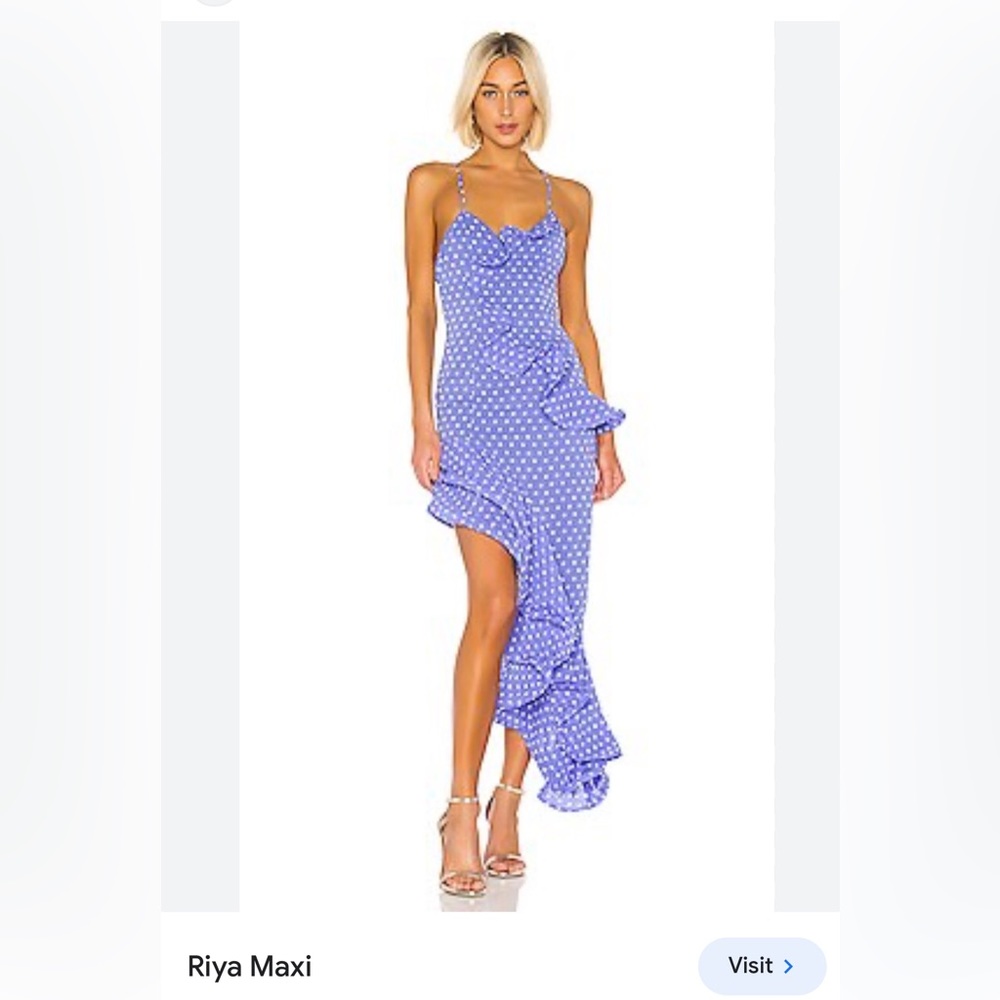 Lovers + Friends Riya Maxi Dress Sz XL Polka Dot Asymmetric Ruffle Party Wedding